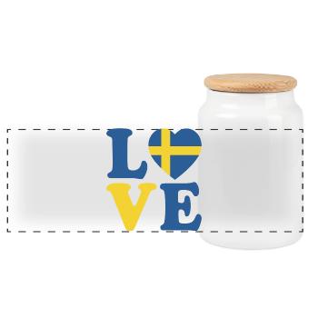 Noir et blanc Drapeau de la Suède en forme de coeur Design - Boîte à biscuits avec couvercle en bois - blanc - Devant