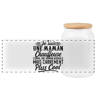 Maman Chauffeuse: normale, mais en plus badass - Boîte à biscuits avec couvercle en bois - blanc - Devant