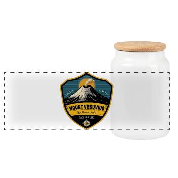 Mount Vesuvius , Naples, Italy - Panoramic Cookie Jar with Wooden Lid - white - Front