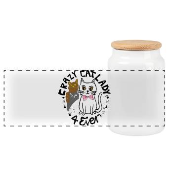 Crazy Cats - Panorama Keksdose mit Holzdeckel - Weiß - Vorne