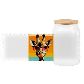 Giraffe - Panorama Keksdose mit Holzdeckel - Weiß - Vorne
