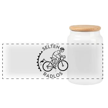 Rare Wheelless Road Bike Bicycle - Panoramic Cookie Jar with Wooden Lid - white - Front