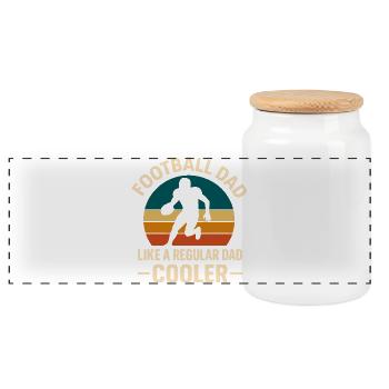 Fußball Papa Retro Sonnenuntergang Design - Panorama Keksdose mit Holzdeckel - Weiß - Vorne