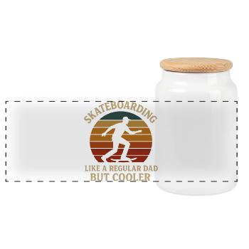 Skateboarding Dad Cool Retro Design - Boîte à biscuits avec couvercle en bois - blanc - Devant