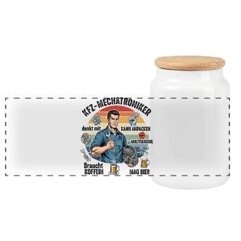 Le mécatronicien automobile - Boîte à biscuits avec couvercle en bois - blanc - Devant