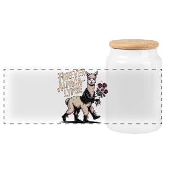 Forever Alpaca-lypse - Panoramic Cookie Jar with Wooden Lid - white - Front