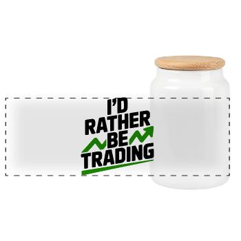 I’d Rather Be Trading - Panoramic Cookie Jar with Wooden Lid - white - Front