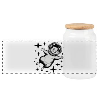 Hamster in Space - Cool Astonomy Logo - Panorama Keksdose mit Holzdeckel - Weiß - Vorne