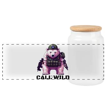 Call of the Wildbear – Pixel Ops Edition - Panorama Keksdose mit Holzdeckel - Weiß - Vorne