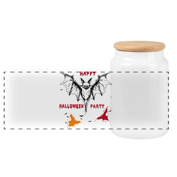 Happy Halloween Party  - Panorama Keksdose mit Holzdeckel - Weiß - Vorne