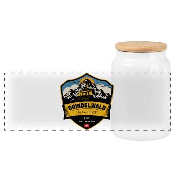 Grindelwald , Alpes suisses , Suisse - Boîte à biscuits avec couvercle en bois - blanc - Devant
