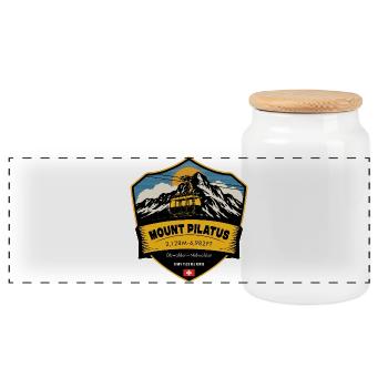 Mount Pilatus , Swiss Alps , switzerland  - Panoramic Cookie Jar with Wooden Lid - white - Front