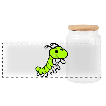 Chenille douce douce petits sourires amicale heureuse - Boîte à biscuits avec couvercle en bois - blanc - Devant