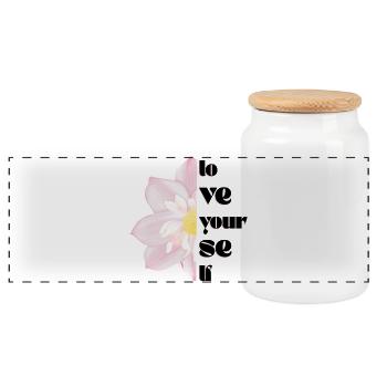 Aimez-vous – Motif 🌸✨ floral - Boîte à biscuits avec couvercle en bois - blanc - Devant