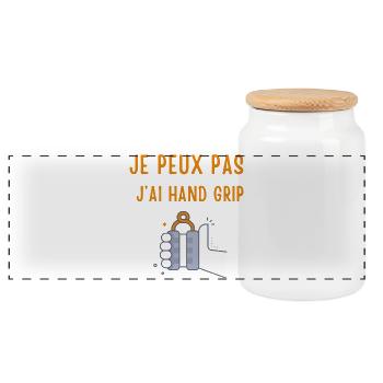 I can't I have Hand Grip - Panoramic Cookie Jar with Wooden Lid - white - Front