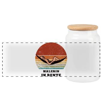 pension painter pensioner retirement varnisher - Panoramic Cookie Jar with Wooden Lid - white - Front