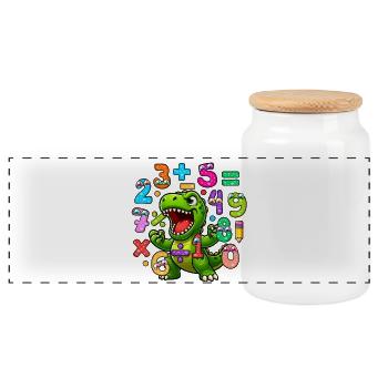 Conception mathématique ludique de dinosaures pour la journée des nombres - Boîte à biscuits avec couvercle en bois - blanc - Devant
