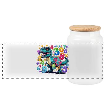 Dinosaure vibrant avec chaos numérique - Boîte à biscuits avec couvercle en bois - blanc - Devant