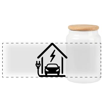 Electric mobility charging station - Panoramic Cookie Jar with Wooden Lid - white - Front