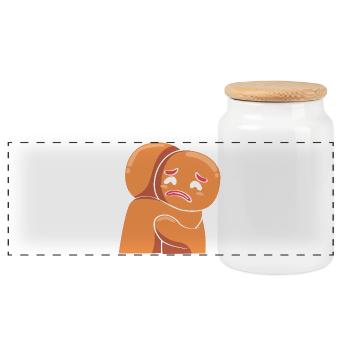 Bonhomme en pain d'épices de Noël - Boîte à biscuits avec couvercle en bois - blanc - Devant
