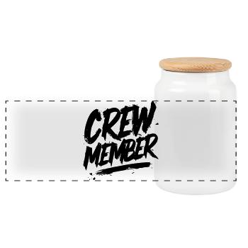 crew member - Panoramic Cookie Jar with Wooden Lid - white - Front
