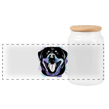 Rottweiler - Boîte à biscuits avec couvercle en bois - blanc - Devant