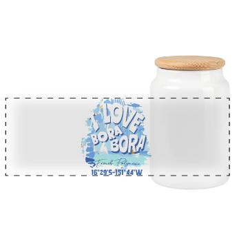 Design Nautique Bora Bora Bleu - Boîte à biscuits avec couvercle en bois - blanc - Devant