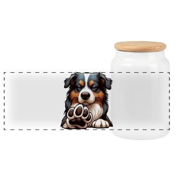 Australian Shepherd Aussie Aussiebesitzer Aussies - Panorama Keksdose mit Holzdeckel - Weiß - Vorne
