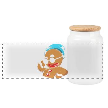 Bonhomme en pain d'épices Pain d'épices de Noël - Boîte à biscuits avec couvercle en bois - blanc - Devant