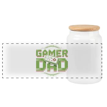 Conception Pixel Art pour Papa Joueur - Boîte à biscuits avec couvercle en bois - blanc - Devant