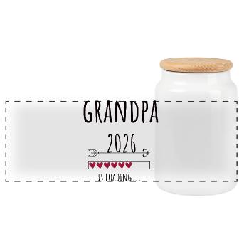 Grandpa to be 2026 Gift Pregnancy - Panoramic Cookie Jar with Wooden Lid - white - Front