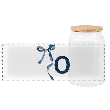 Monogramm oder Geschenkidee - Panorama Keksdose mit Holzdeckel - Weiß - Vorne