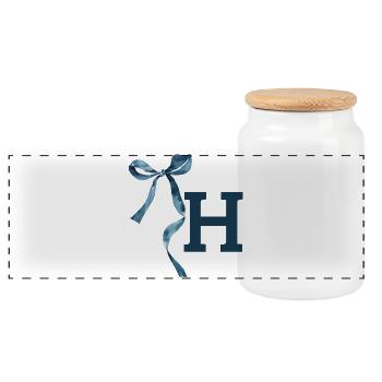 Monogram h Geschenkidee - Panorama Keksdose mit Holzdeckel - Weiß - Vorne