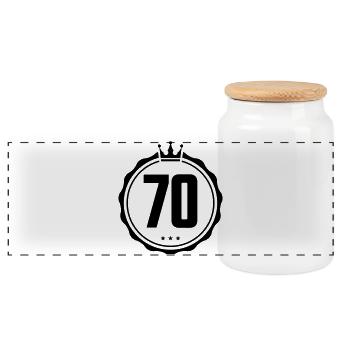 70 Number - Panoramic Cookie Jar with Wooden Lid - white - Front