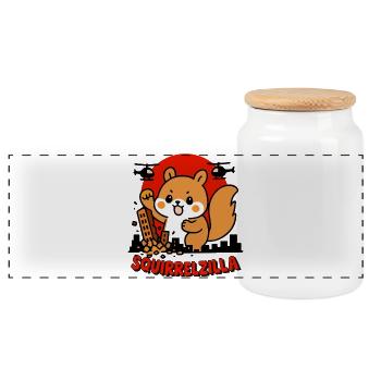 Squirrelzilla Urban Adventure - Panoramic Cookie Jar with Wooden Lid - white - Front
