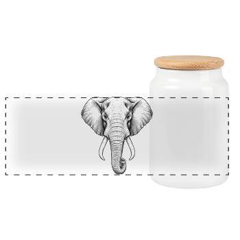 Illustration détaillée d’un éléphant en noir et blanc - Boîte à biscuits avec couvercle en bois - blanc - Devant