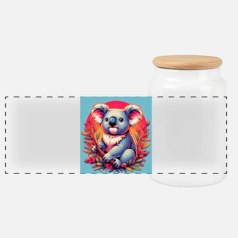 Koala - Panoramic Cookie Jar with Wooden Lid - white