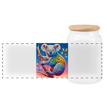 Koala - Panoramic Cookie Jar with Wooden Lid - white - Front