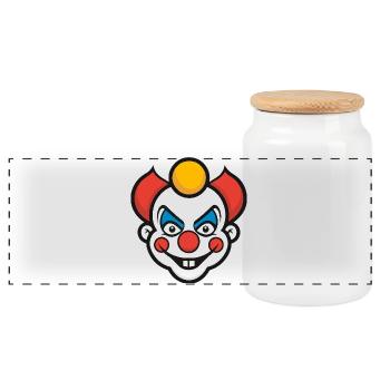Clown Halloween - Panoramic Cookie Jar with Wooden Lid - white - Front