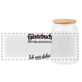 Gästebuch 18. Geburtstag – Ich war dabei Shirt - Panorama Keksdose mit Holzdeckel - Weiß - Vorne