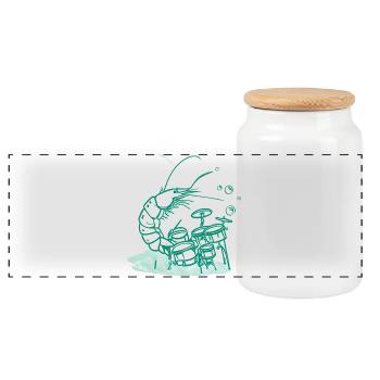 Drums Funny Shrimp Music Gift - Panoramic Cookie Jar with Wooden Lid - white - Front