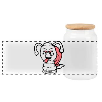 snail naughty tongue sticking out nasty small cool - Panoramic Cookie Jar with Wooden Lid - white - Front