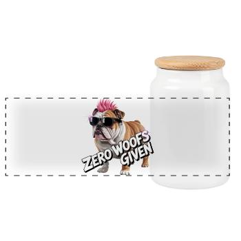 Bulldog Punk Mohawk Tee - Panoramic Cookie Jar with Wooden Lid - white - Front