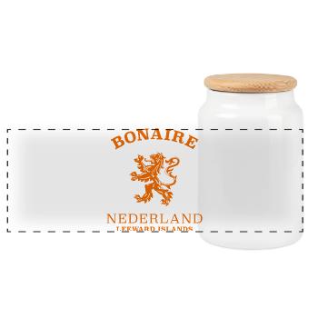 Bonaire Nederland Netherlands - Panoramic Cookie Jar with Wooden Lid - white - Front