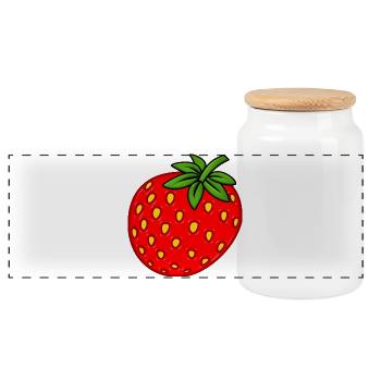 Strawberry - Panoramic Cookie Jar with Wooden Lid - white - Front