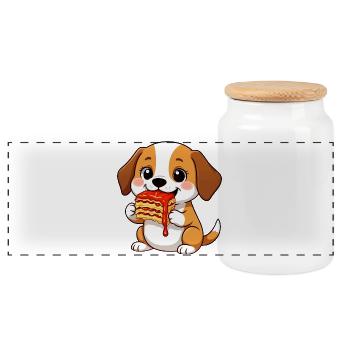 Süßer Beagle Lasagne Italienisches Essen Cartoon - Panorama Keksdose mit Holzdeckel - Weiß - Vorne