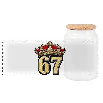 67 Nombre Couronne - Boîte à biscuits avec couvercle en bois - blanc - Devant