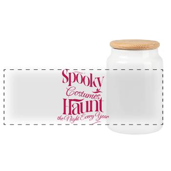 Spooky Costumes - Für die Halloween Nacht - Panorama Keksdose mit Holzdeckel - Weiß - Vorne