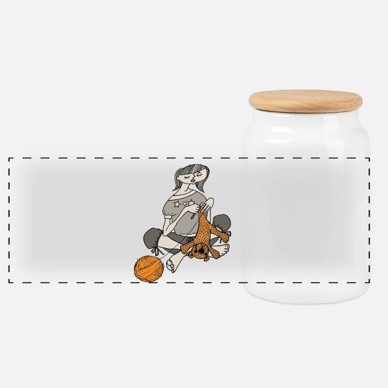 Le crochet, c’est amusant - Boîte à biscuits avec couvercle en bois - blanc