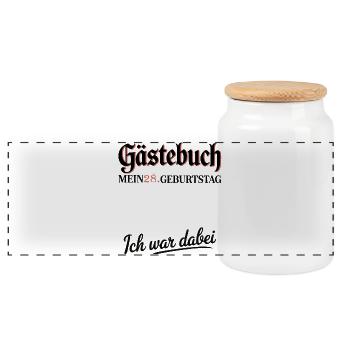 Guestbook 28th Birthday - Panoramic Cookie Jar with Wooden Lid - white - Front
